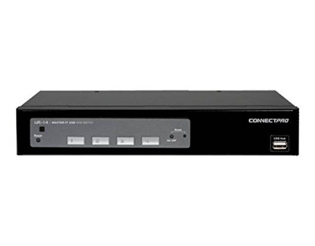 ConnectPRO UR-14+KIT, 4-port USB KVM switch w/ DDM & multi-hotkey, 4 KVM cables included