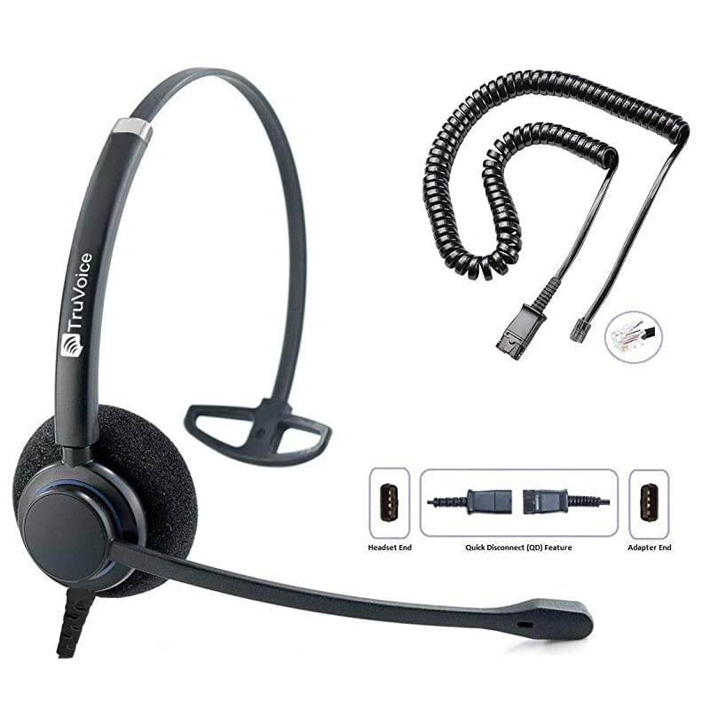 HD100 Professional Single Ear Headset with Noise Canceling Microphone amp U10P Bottom Cable Works with Mitel Nortel Avaya Digital Polycom VVX Shoretel Aastra Digium + More