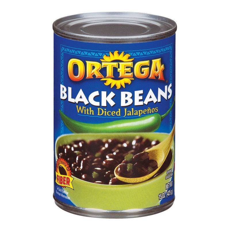 Ortega Black Beans with Diced Jalapenos 15-oz.