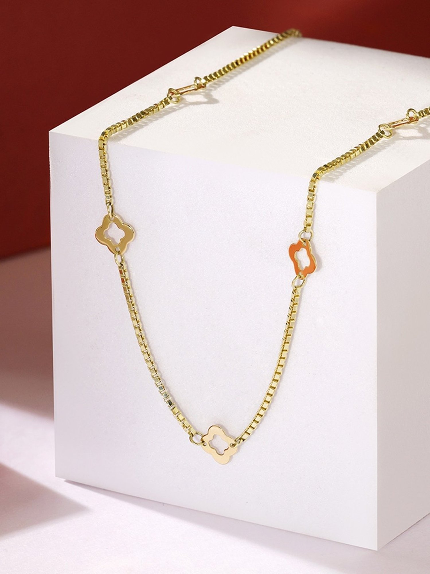 Mia Sutra DIY with Clover Shape Motif Multiple Stacking Charm Chain