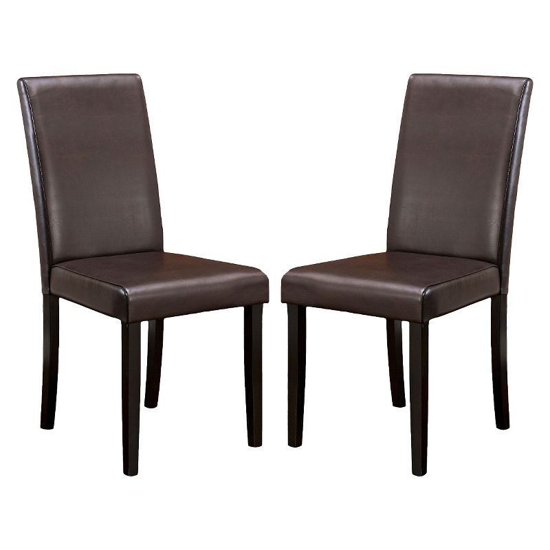 Set of 2 Ryan Bonded Leather Dining Chair Brown - Christopher Knight Home