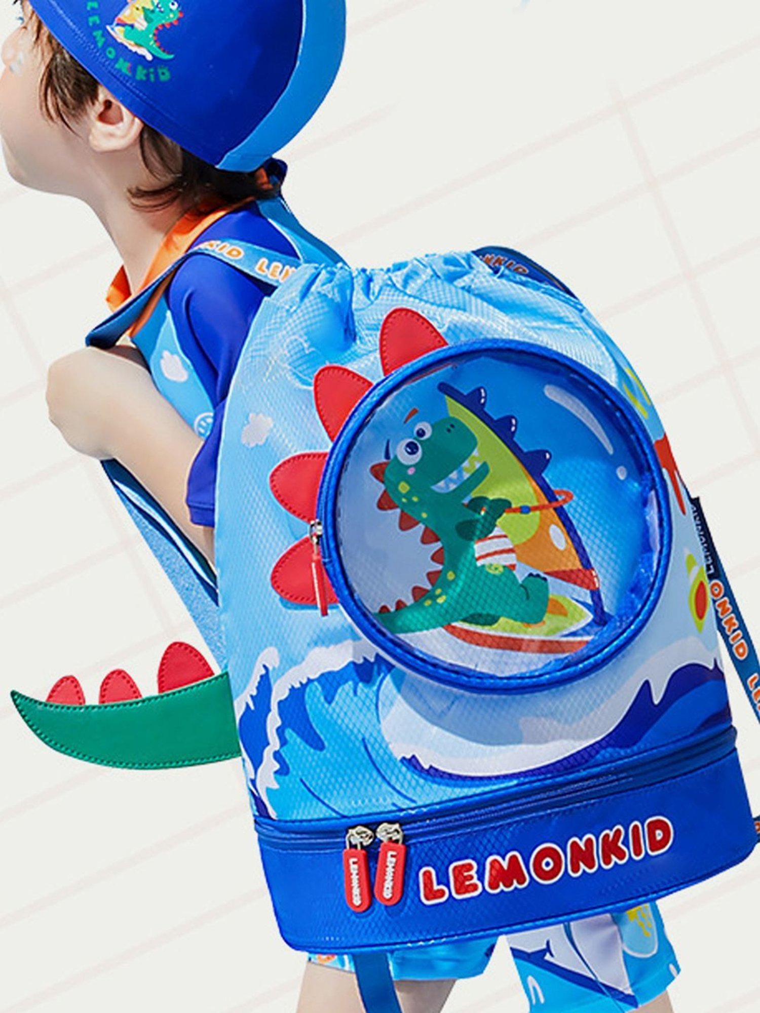 Little Surprise Box Blue Polyester Printed Swiming Backpack