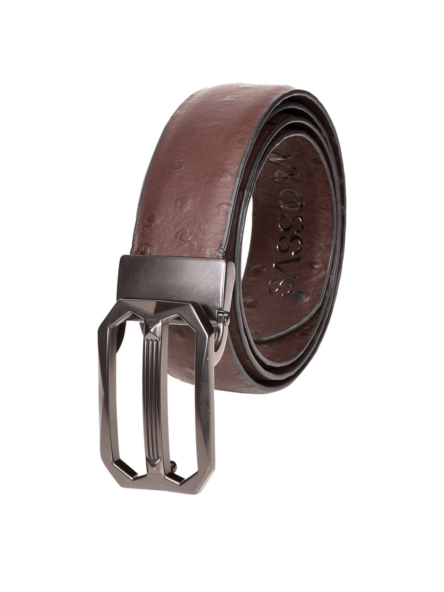 SASSORA Brown Leather Reversible Belt for Men