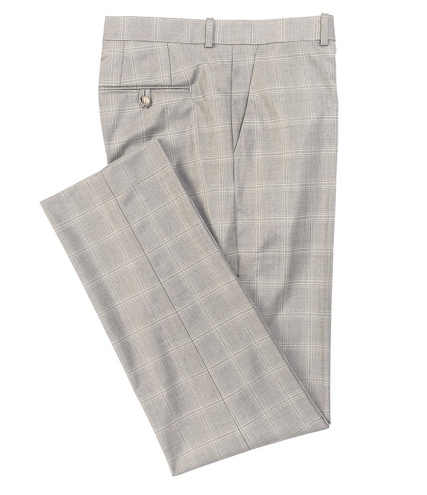 Perry Ellis Slim-Fit Windowpane Pattern Stretch Suit Separates Dress Pants