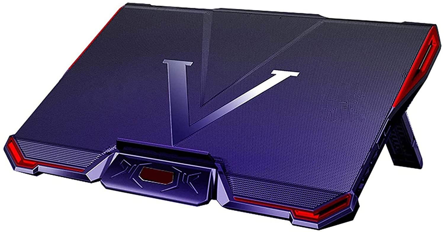 RGB Laptop Cooling Pad with 6 Quiet LED Fans 5 Heights Adjustable and Phone Stand, Dual USB Ports Gaming Laptop Cooler for 11"-18" Gaming Laptops (Blue)