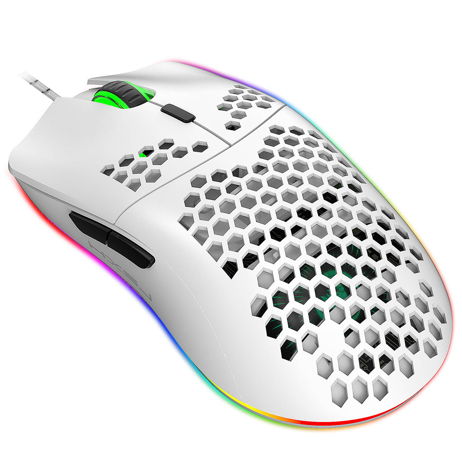 RGB Gaming Mouse with Honeycomb Shell, Ultraweave Cable, 6400 DPI Optical Programmable Wired Mouse