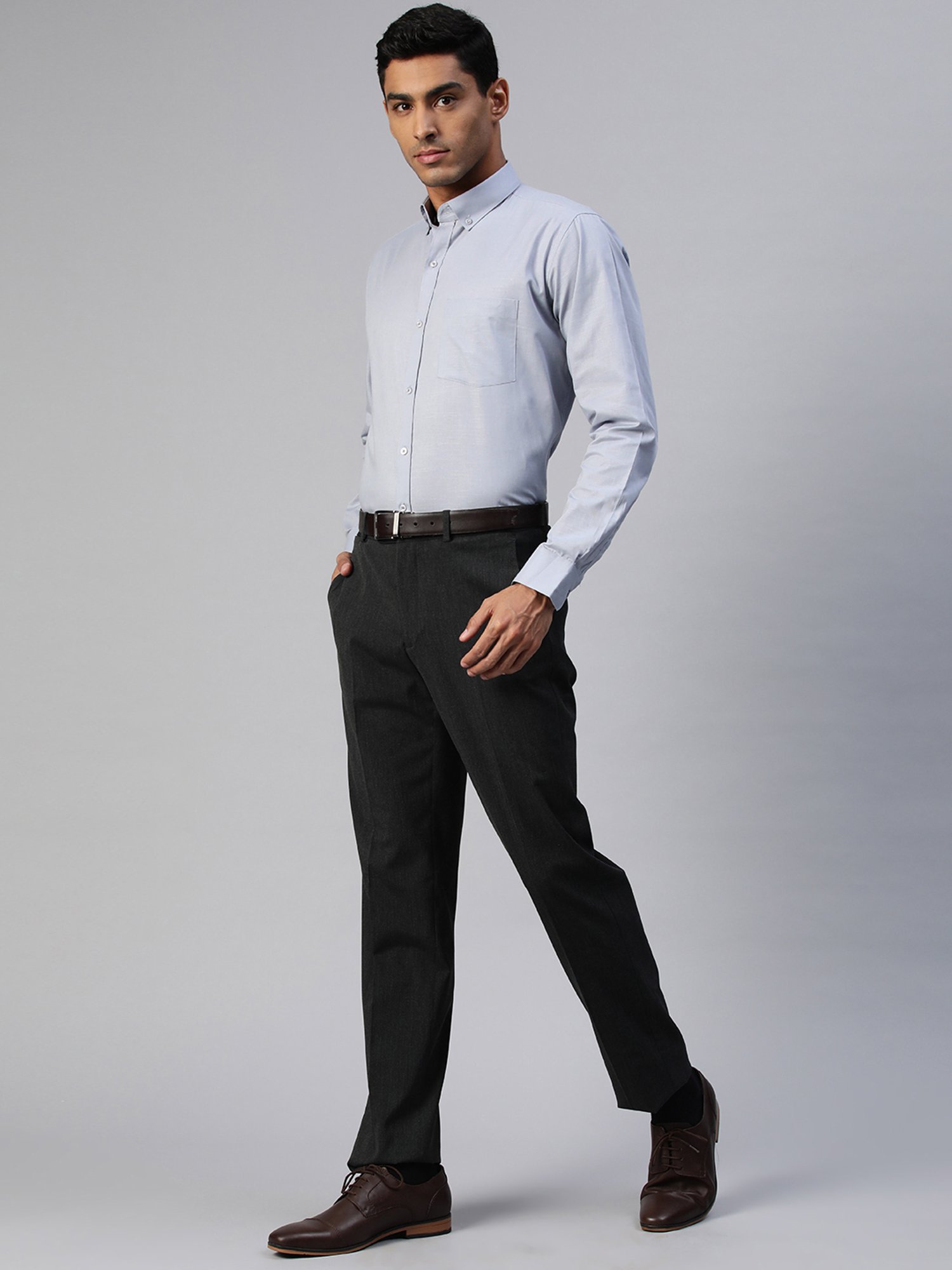 ManQ Light Blue Regular Fit Shirt