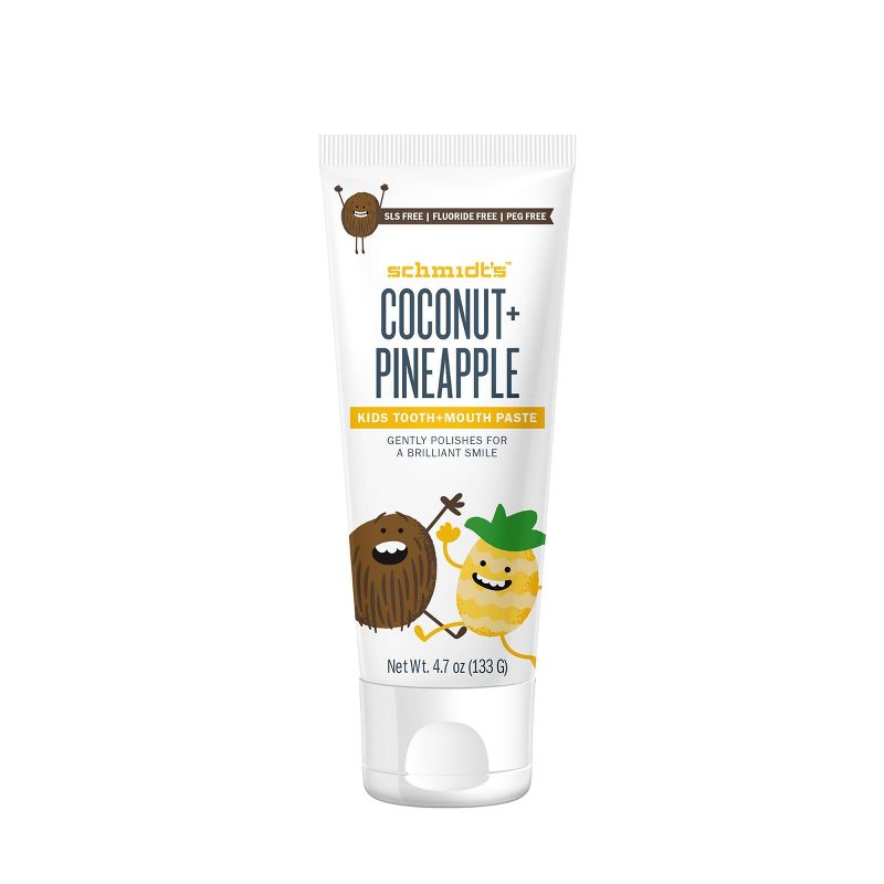 Schmidt's Coconut + Pineapple Fluoride-Free Mouth and Toothpaste for Kids - 4.7oz