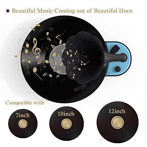 Turntable Record Player with Horn Speaker for 3345 RPM RecordsMini Gramophone Supporting Bluetooth Playback Blue