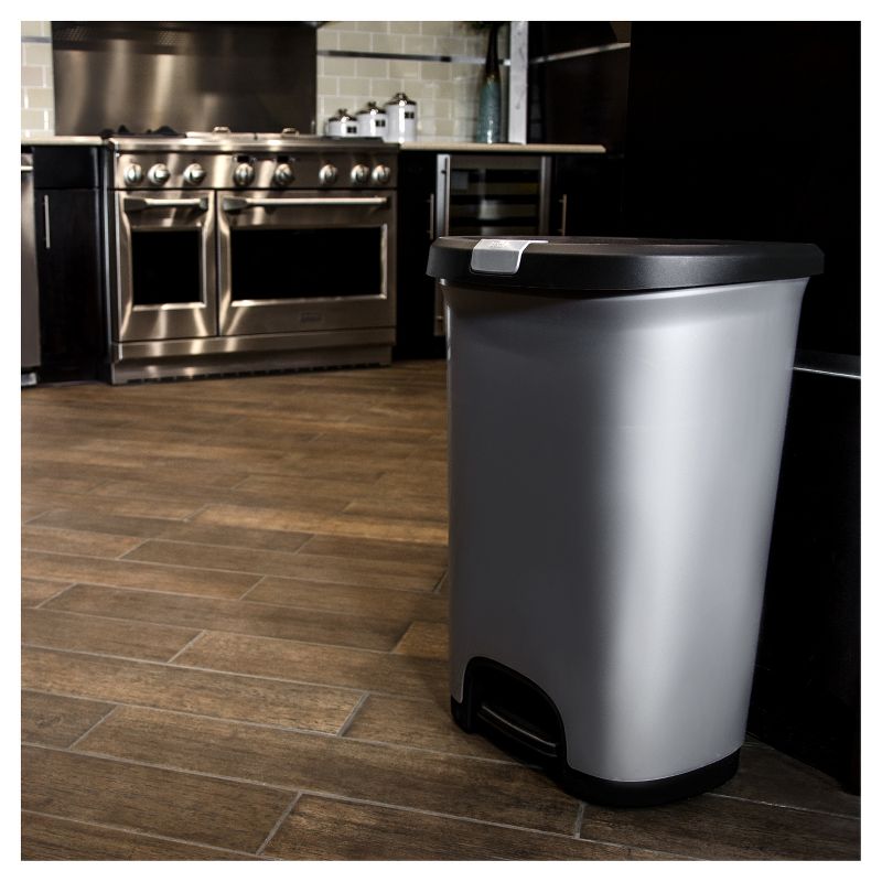 Hefty Select 12.7gal Lock Waste Step Trash Can Silver