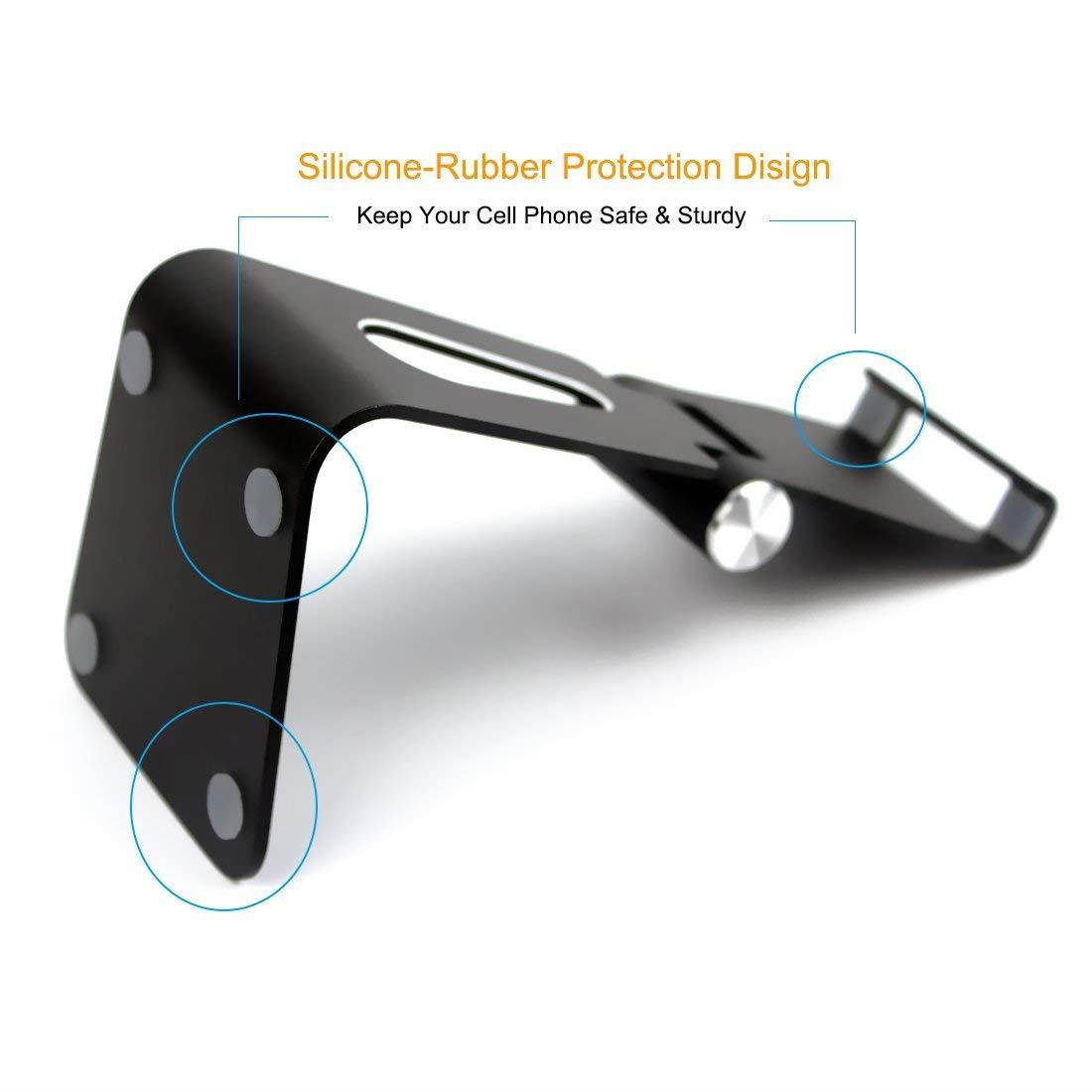 Adjustable Cell Phone Stand - ToBeoneer Phone Holder, [Update Version] Multi Angle Thicker Dock Compatible with Samsung iPhone X 8 7 6 6s Plus Charging, Home Office Desk Accessories - Black