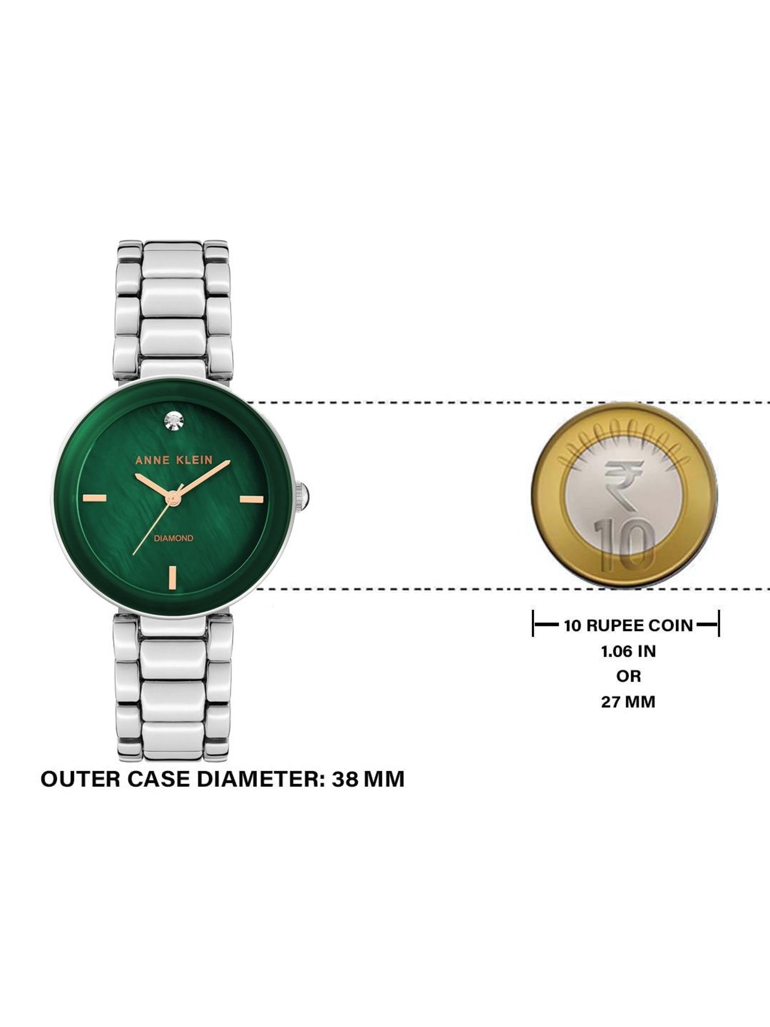 Anne Klein NDAK1363GNSV Diamond Analog Watch for Women