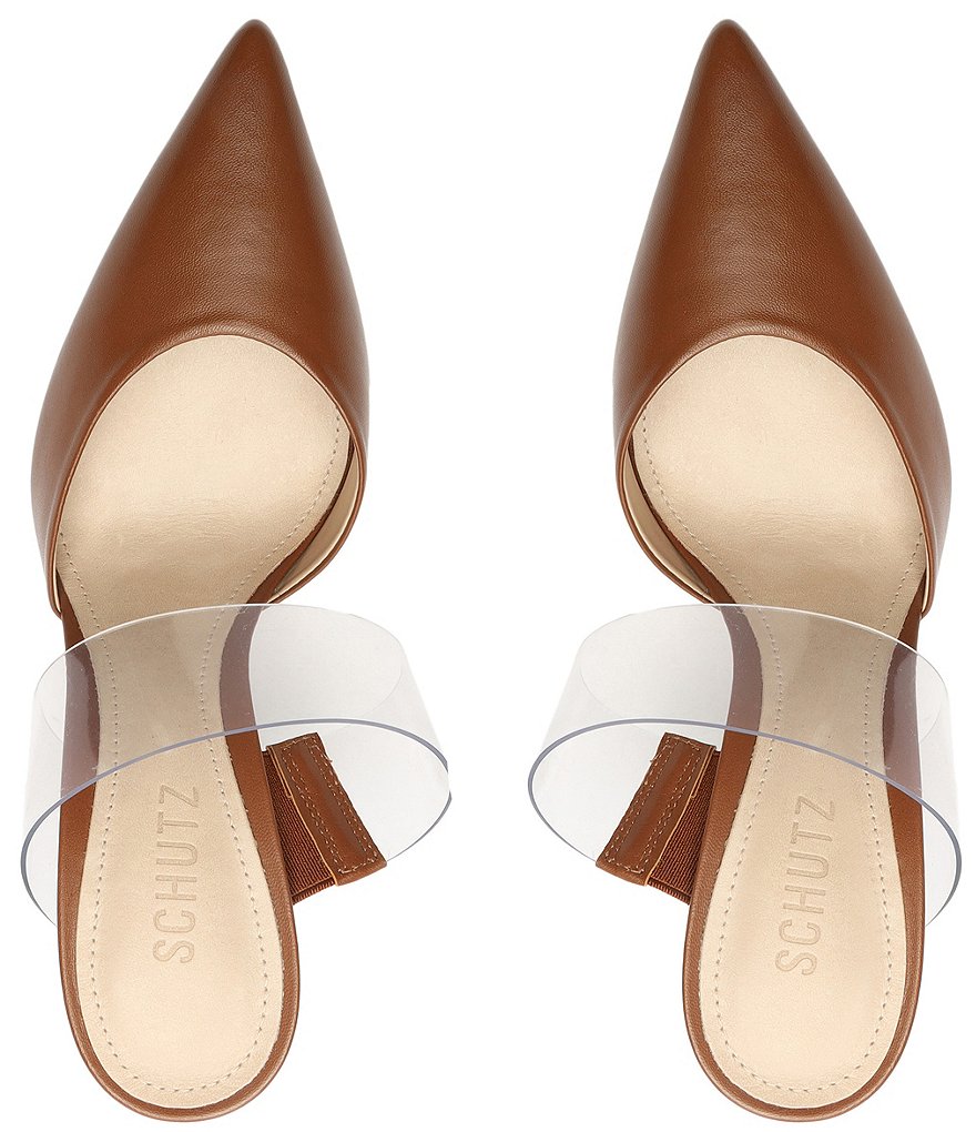 Schutz Sionne Clear Vinyl Pointed Toe Mules