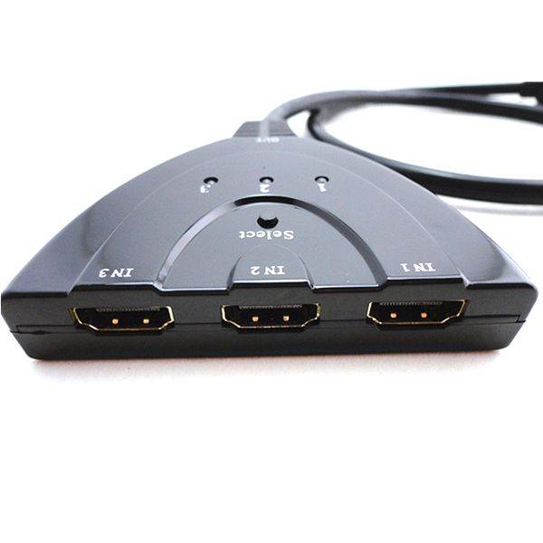 Foxnovo 3-Port HDMI Switch Switcher Selector Splitter Hub Box with 55cm HDMI Cable for HDTV /PS3 /Xbox 360 (Black)