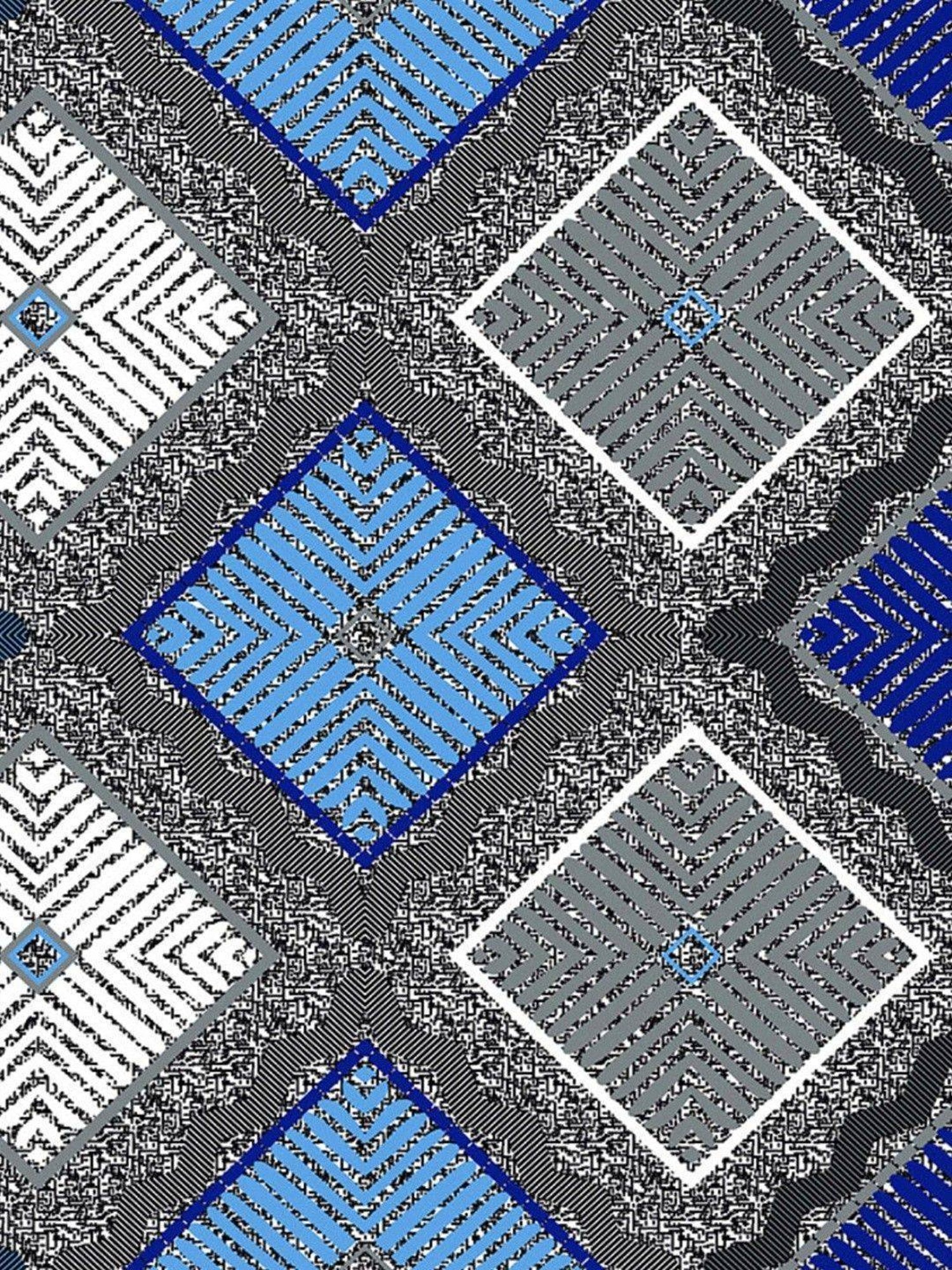 Welspun Block Print Navy Blue Microfiber Double Bedsheet with 2 Pillow Covers