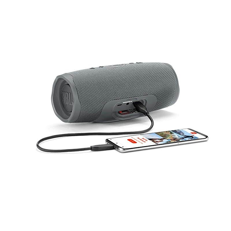 Charge 4 Waterproof Wireless Bluetooth Speaker Bundle with Portable Hard Case - Gray