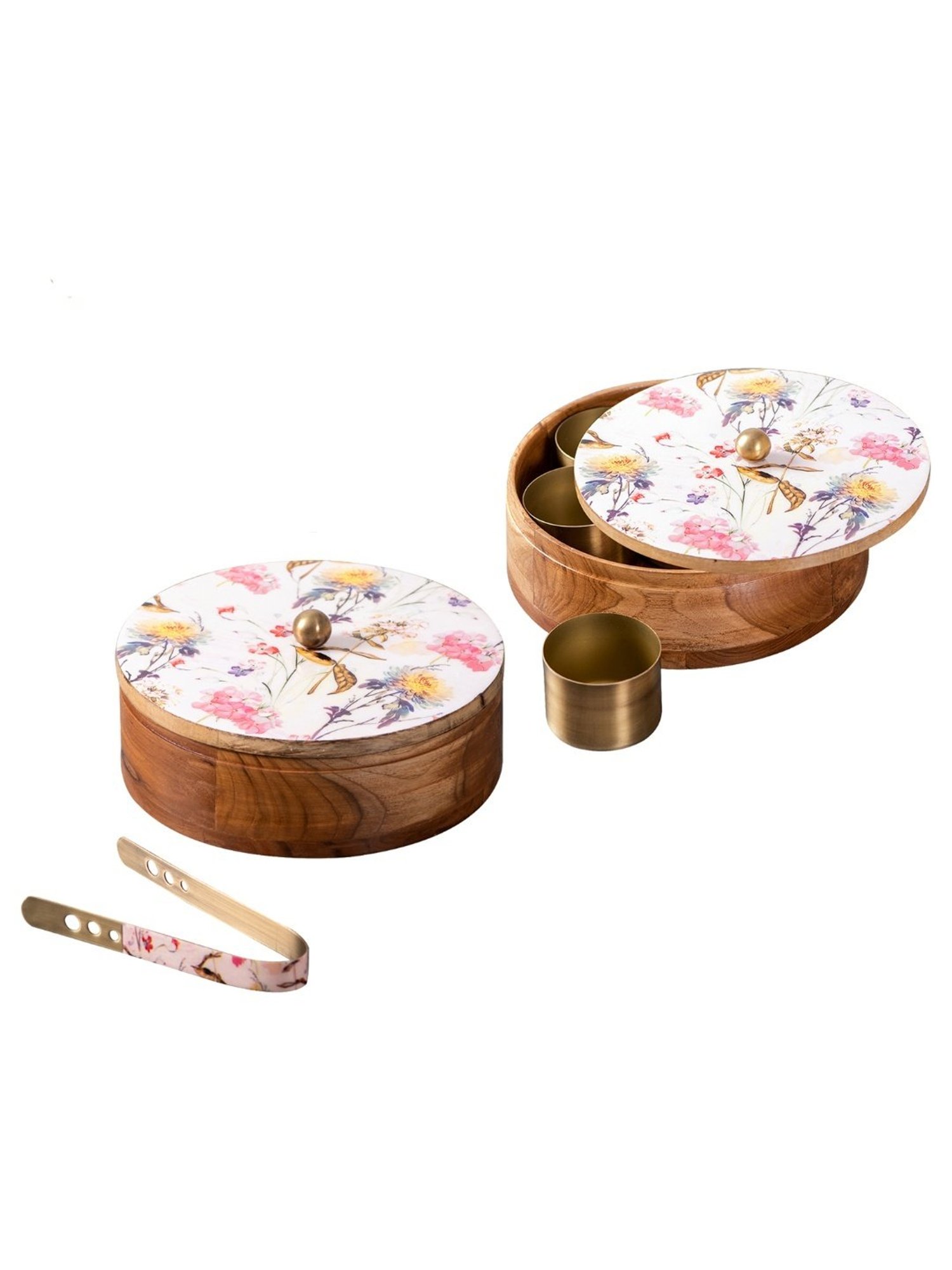 Nestroots Printed Pink Wood Serving Set of 2