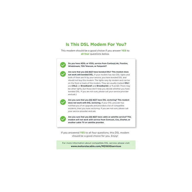 VDSL2/ADSL2+ Modem + WiFi AC1600 Gigabit Router, Model MD1600, for Non-Bonded, Non-Vectoring DSL from Frontier and Some Other DSL Providers