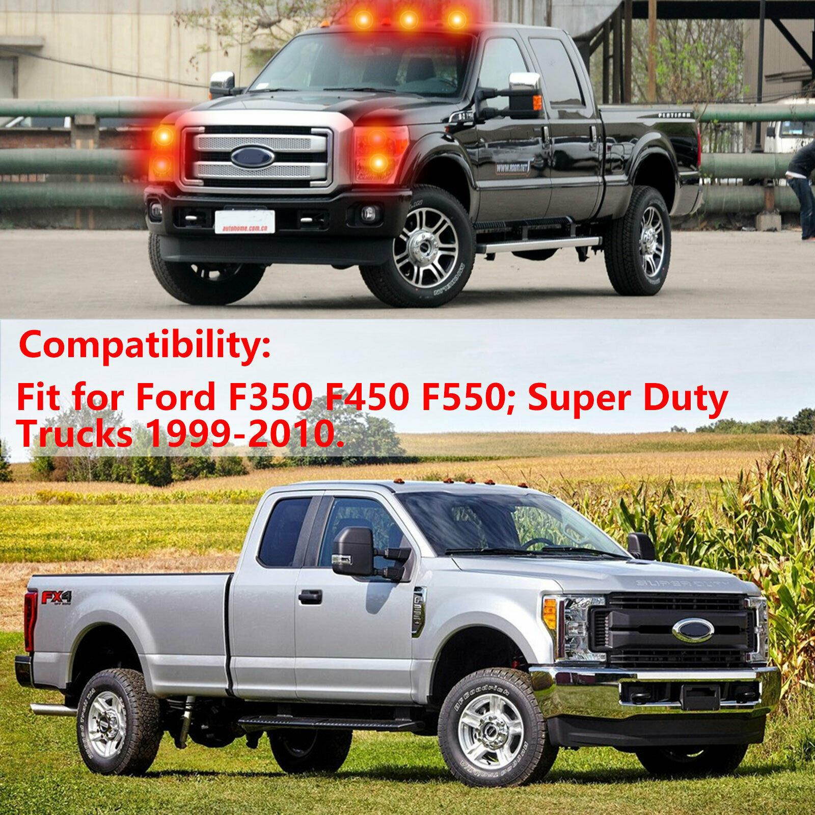 4x Amber/Red Side Fender Marker Dually Bed LED Light Kit For 1999-2010 Ford F350