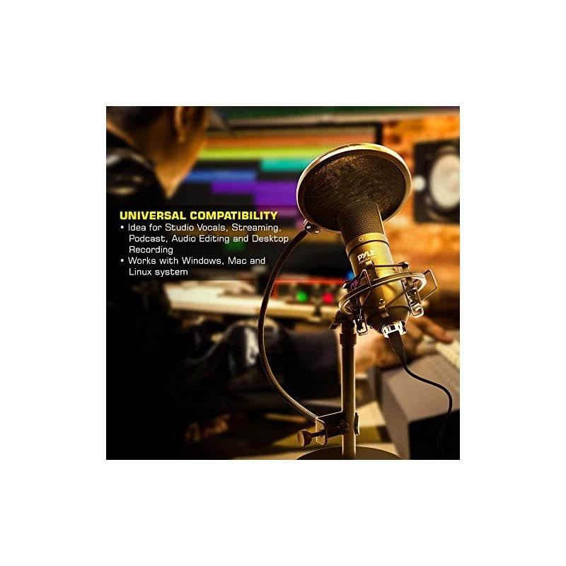 USB Microphone Podcast Recording Kit - Audio Cardioid Condenser Mic w/ Desktop Stand and Pop Filter - For Gaming PS4, Streaming, Podcasting, Studio, Youtube, Works w/ Windows Mac PC -  PDMIKT100