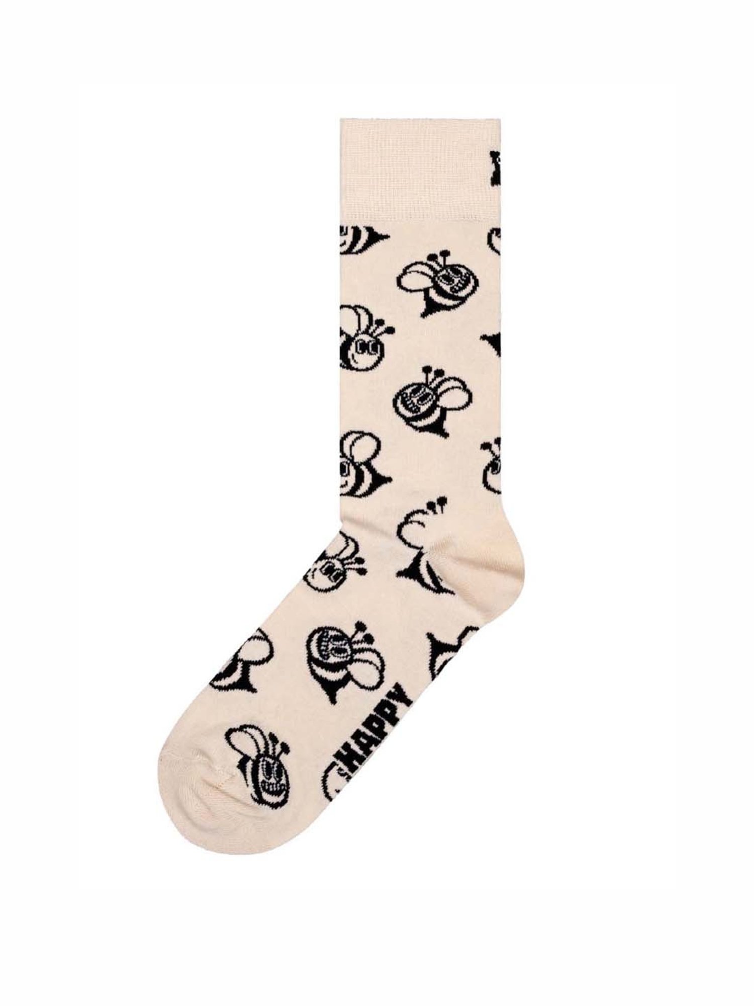 Happy Socks Bee Beige Cotton Printed Socks (36-40)