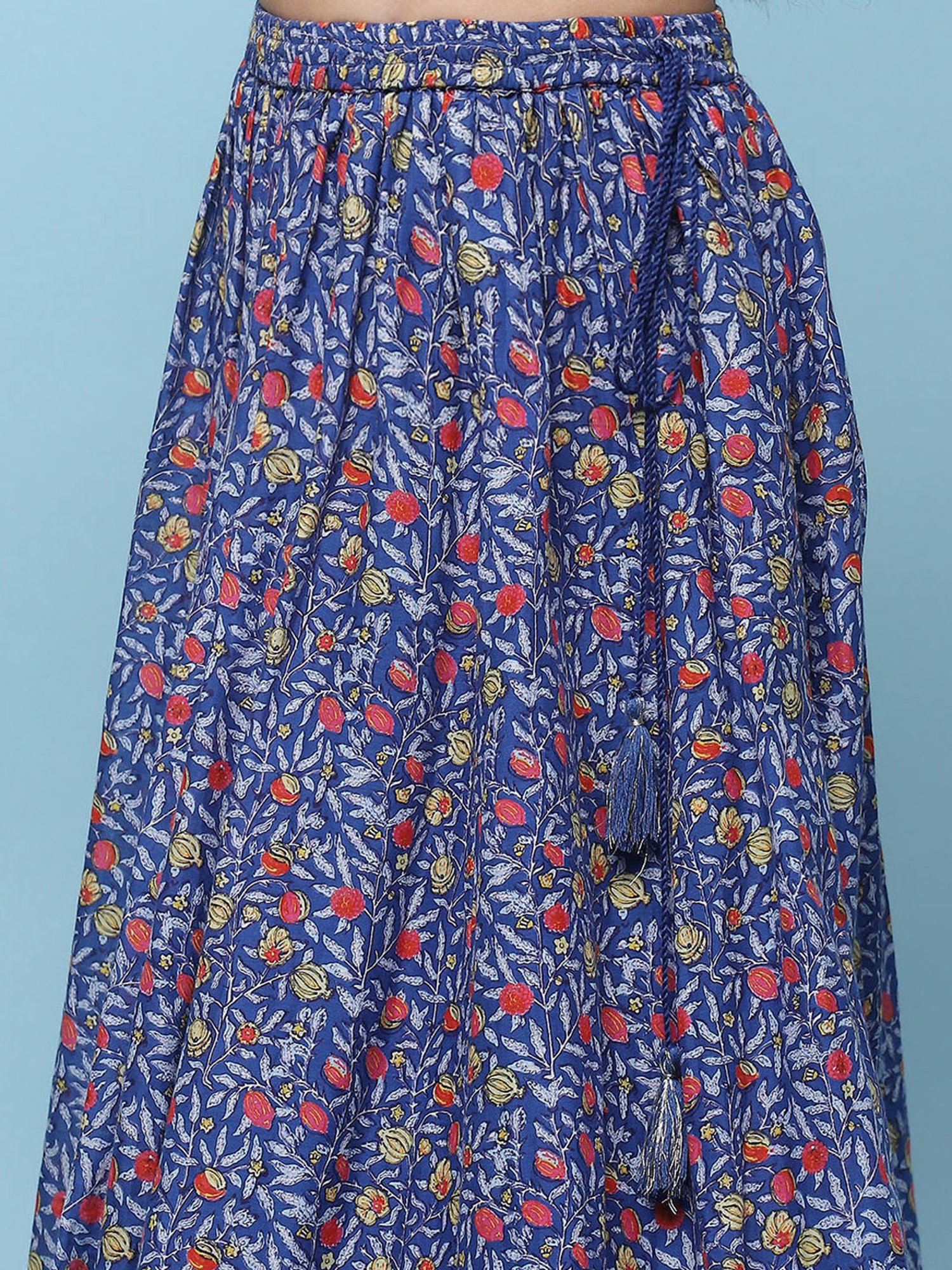 Biba Girls Blue Cotton Embroidered Casual Top and Tees