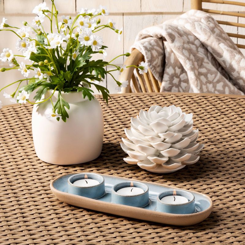 3 Space Tealight Tray Blue - Threshold™