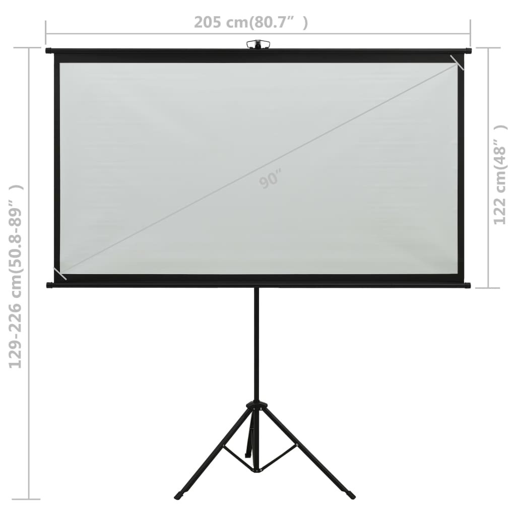 vidaXL Projection Screen with Tripod 90" 16:9 Home Theater Screen Presentation