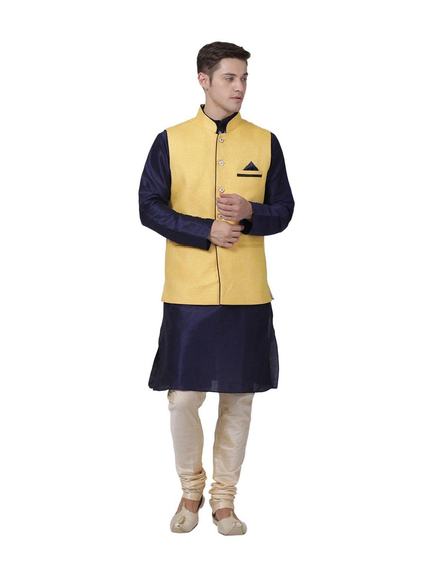 Vastramay White Cotton Straight Fit Embroidery Ethnic Suits