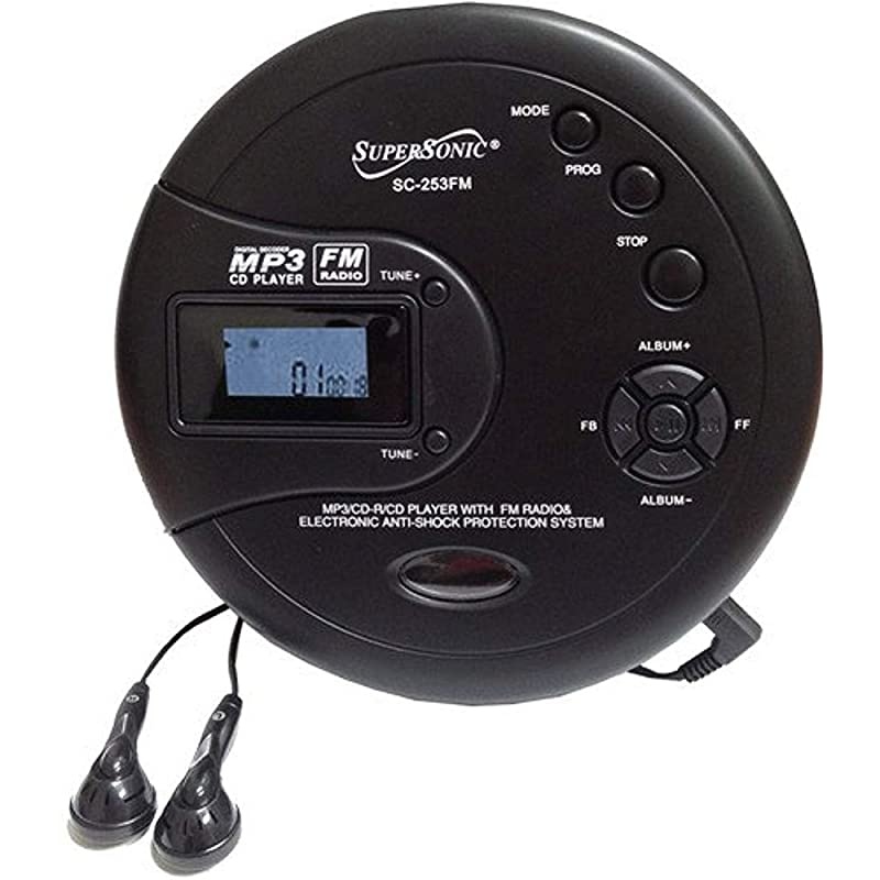 SC-253FM Personal MP3/CD Player w/FM Radio - Portable Device, HQ Stereo Earphones Included