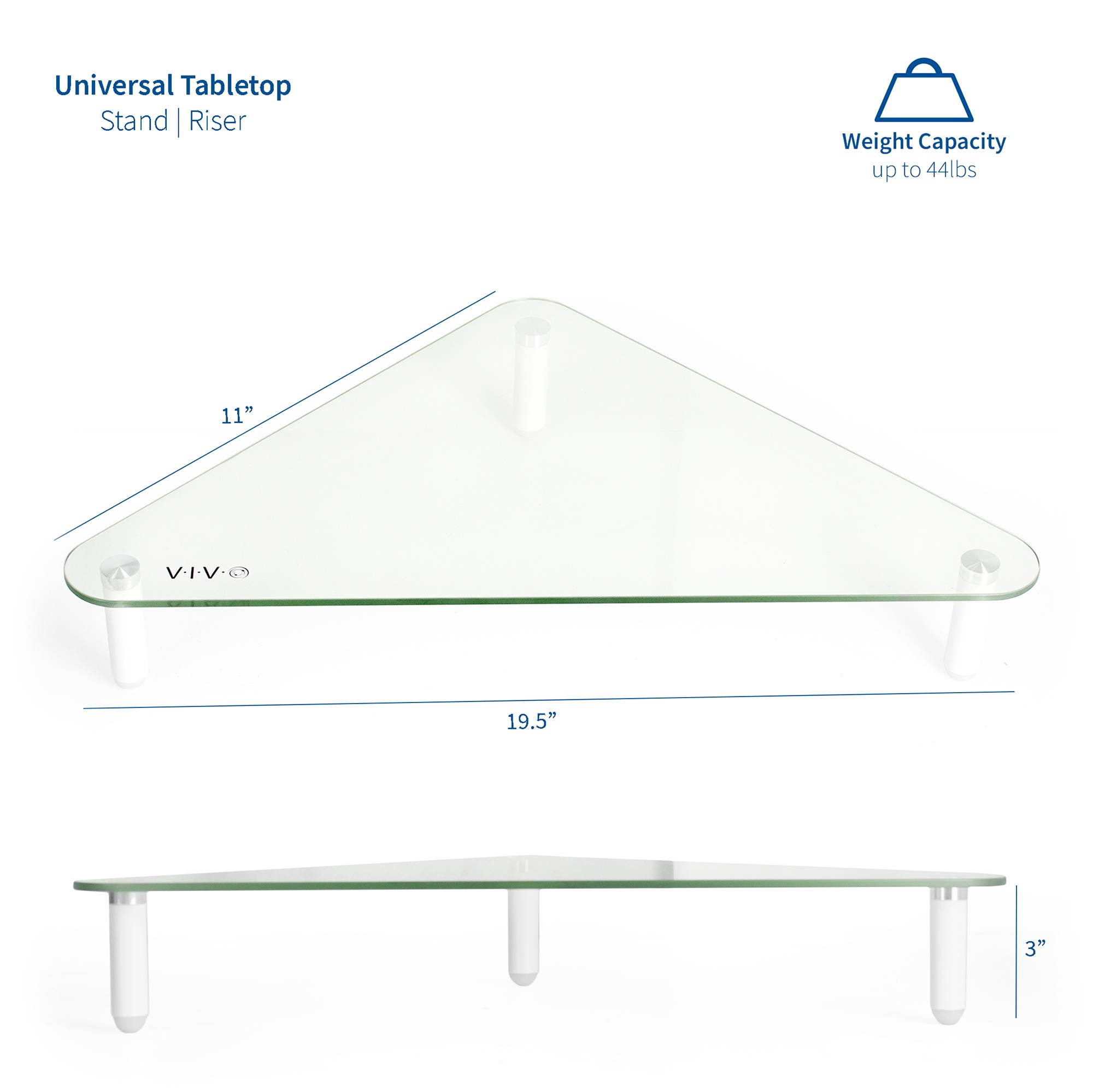 VIVO Glass Ergonomic Tabletop Riser | Triangle Desktop Corner Stand for Computer Monitor & Laptop (STAND-V000Q)