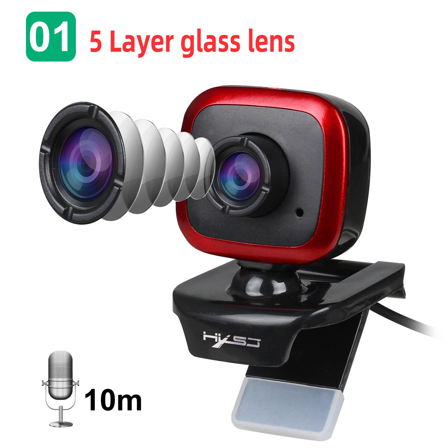 HXSJ A849 480P Full HD Computer Camera for PC, Webcam with Microphone, 360 Degree Rotation Computer Camera Highly Compatible with Win10/8/8.1/7/XP Linux Mac
