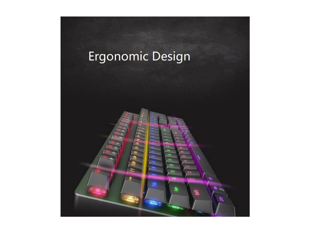 V910S Ergonomic Design, Cool Exterior USB Wired N-key Rollover Mechanical Gaming Keyboard For Office And Game