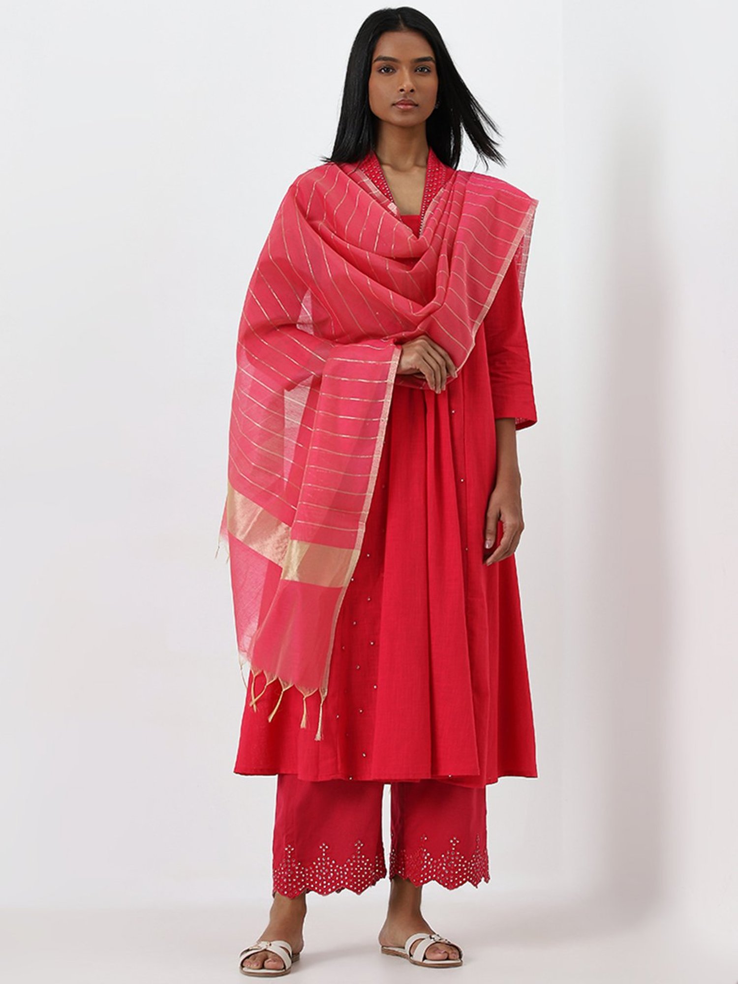 Utsa by Westside Pink Chanderi Dupatta