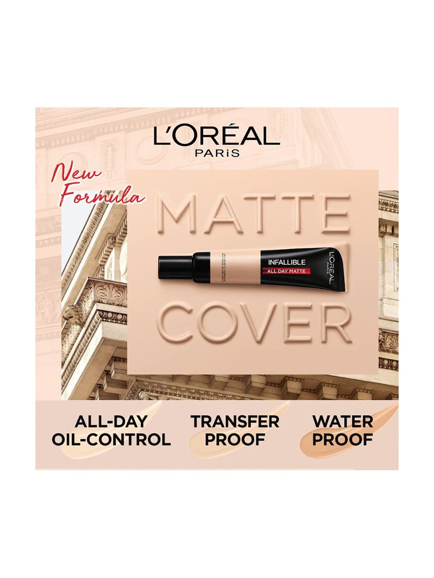 L'Oreal Paris Infallible 24h Matte Cover Liquid Foundation - 30 Light Ivory, 35ml