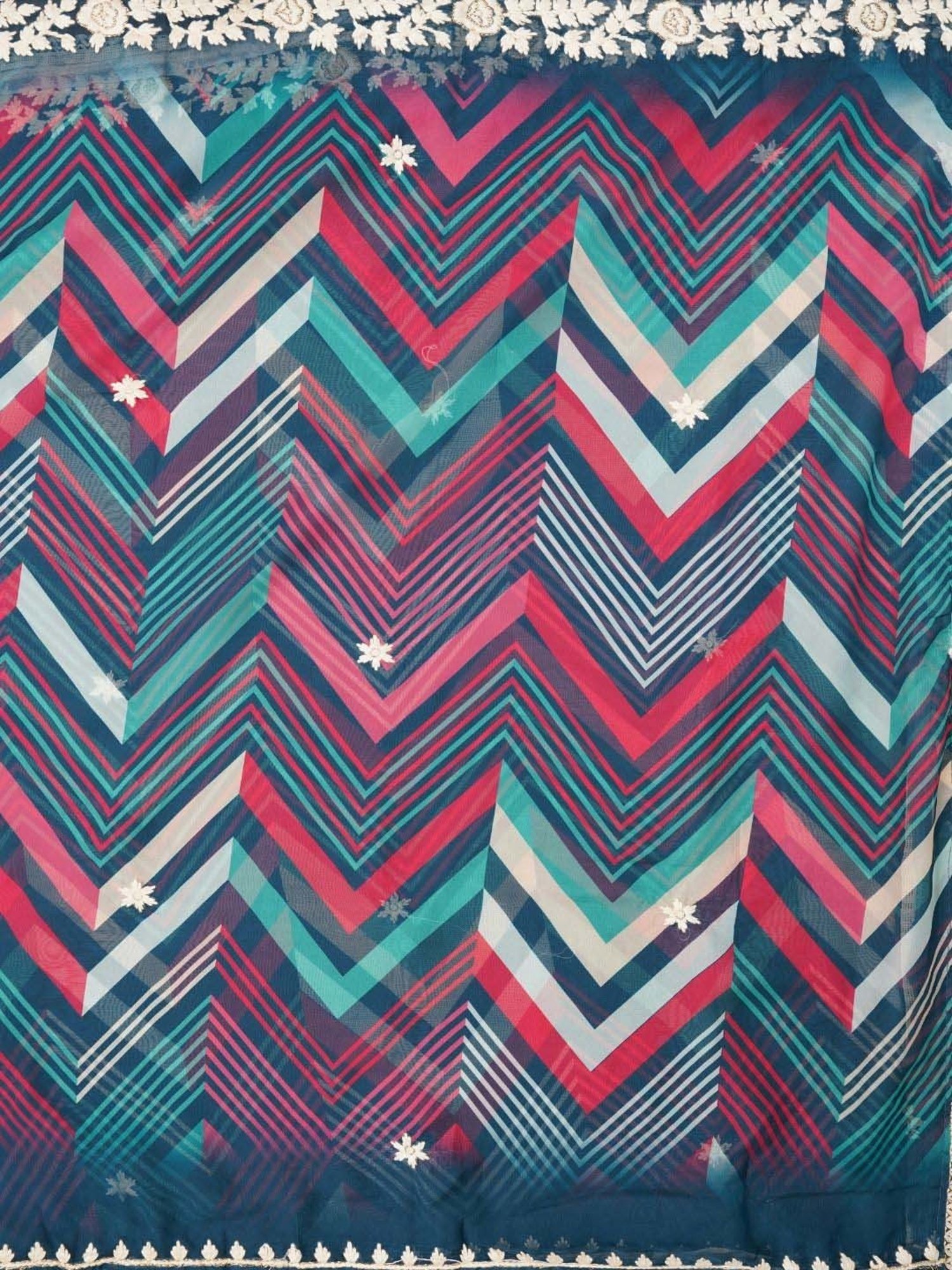 Jaipur Kurti Teal Blue Embroidered Unstitched Dress Material