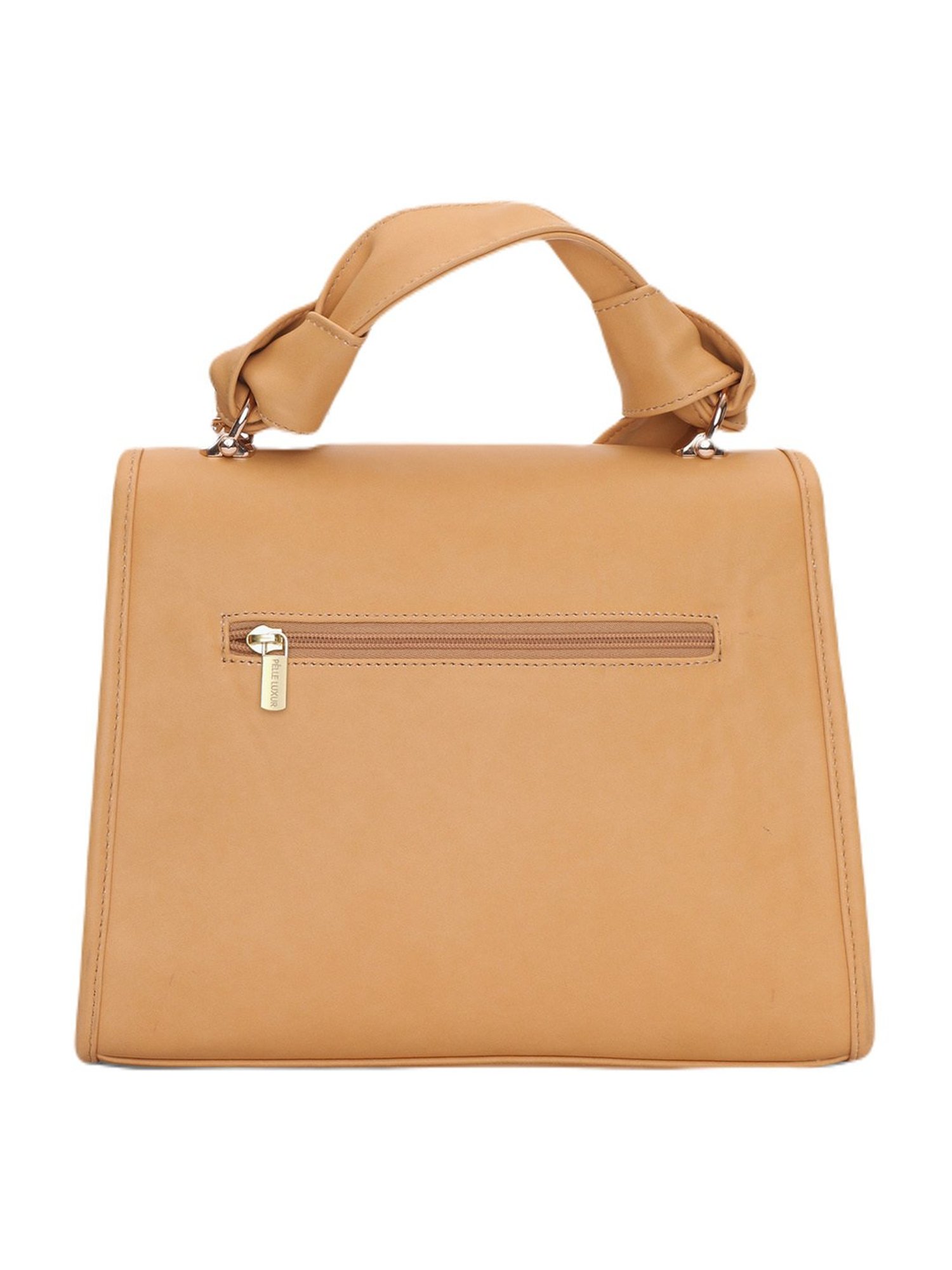 PELLE LUXUR Camel Brown Medium Luna Satchel Handbag