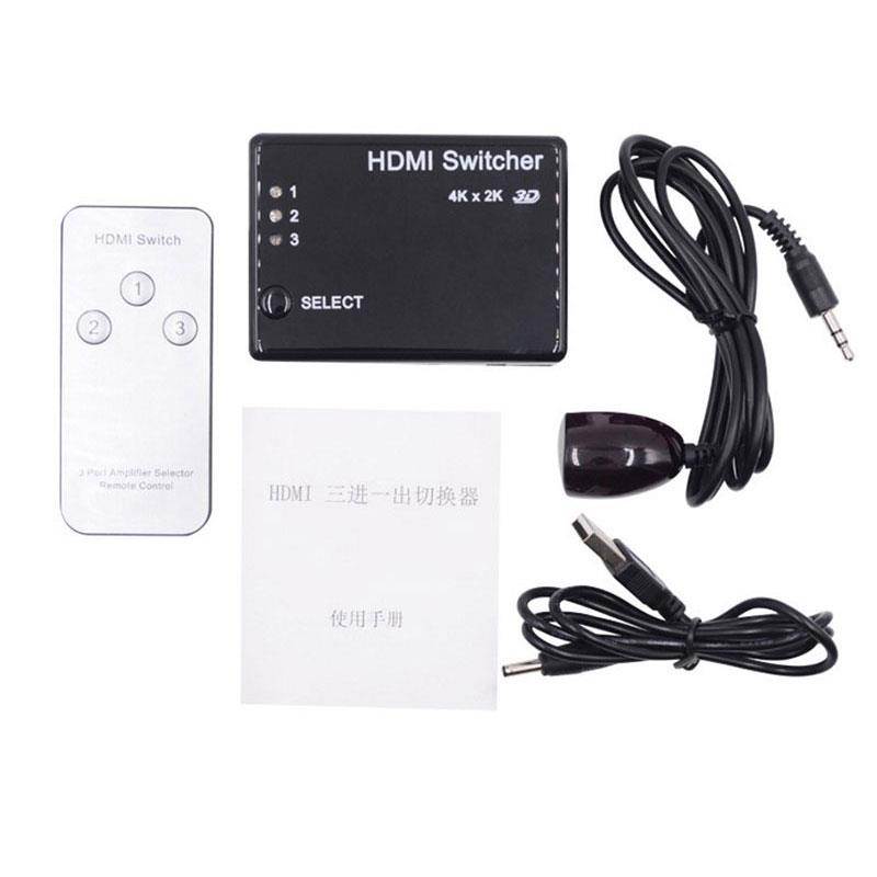 HDMI 3 in 1 switch supports 4k * 2k 3D mobile phone connected to the TV display converter