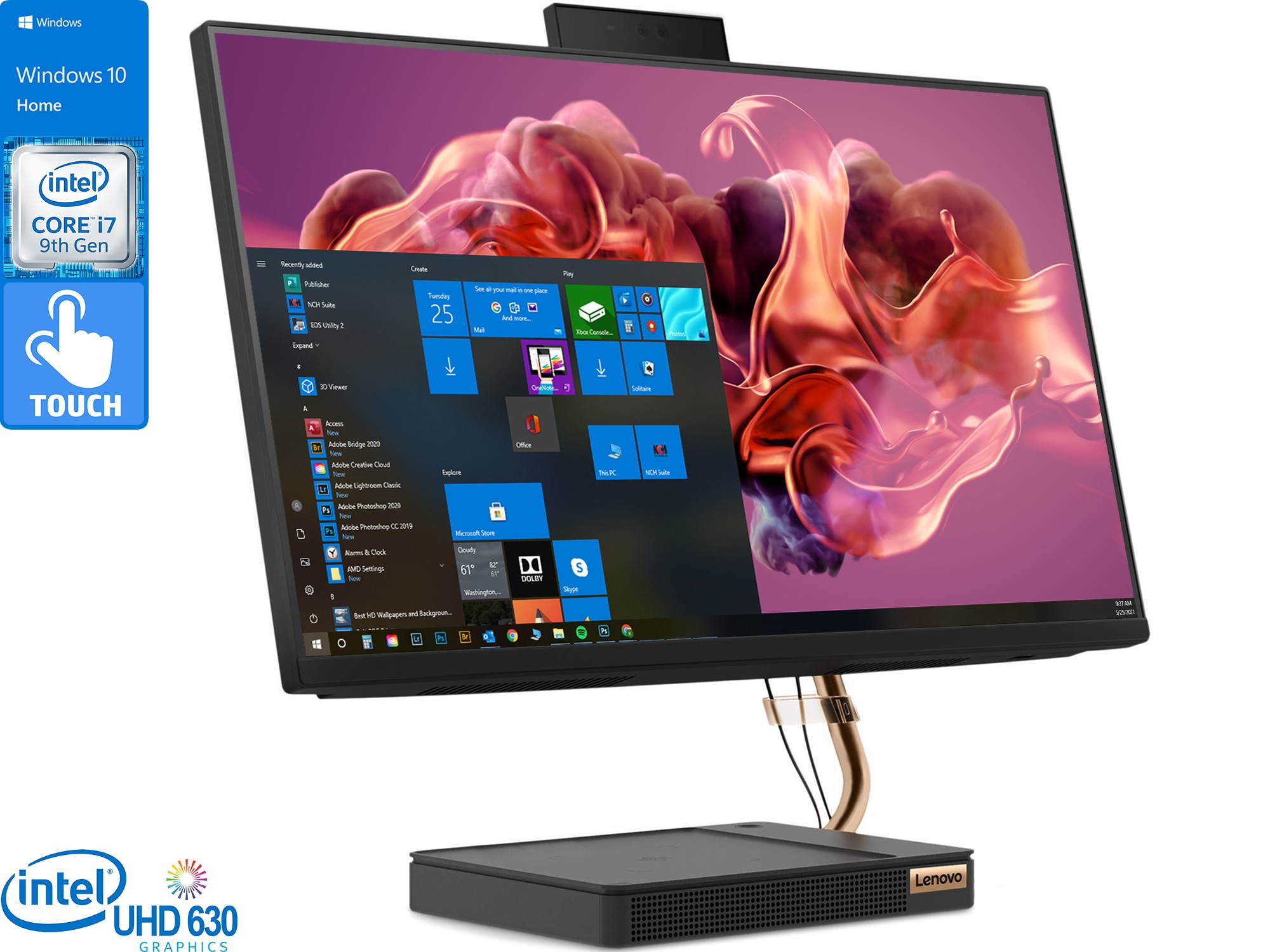 Lenovo IdeaCentre A540 All-in-One, 23.8" FHD Touch Display, Intel Core i7-9700T Upto 4.3GHz, 32GB RAM, 2TB NVMe SSD, HDMI, Card Reader, Wi-Fi, Bluetooth, Windows 10 Home