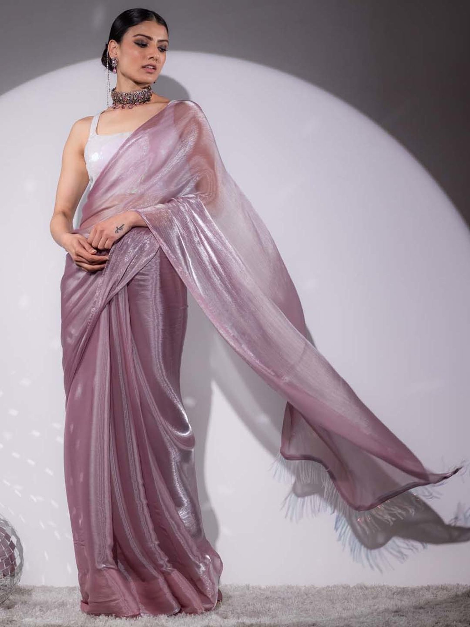 Swtantra Blush Pink Organza Saree