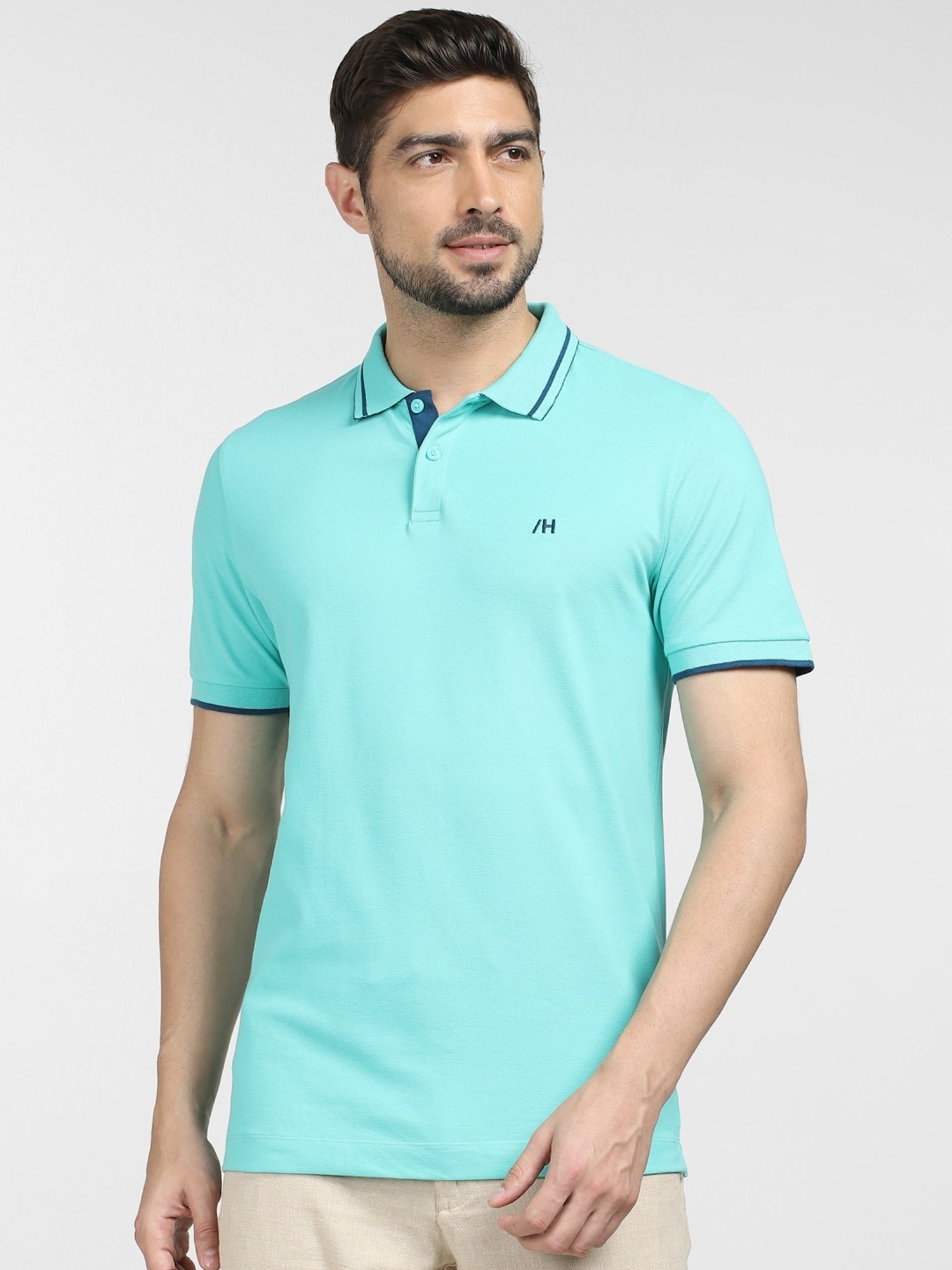 SELECTED HOMME Blue Cotton Slim Fit Polo T-Shirt