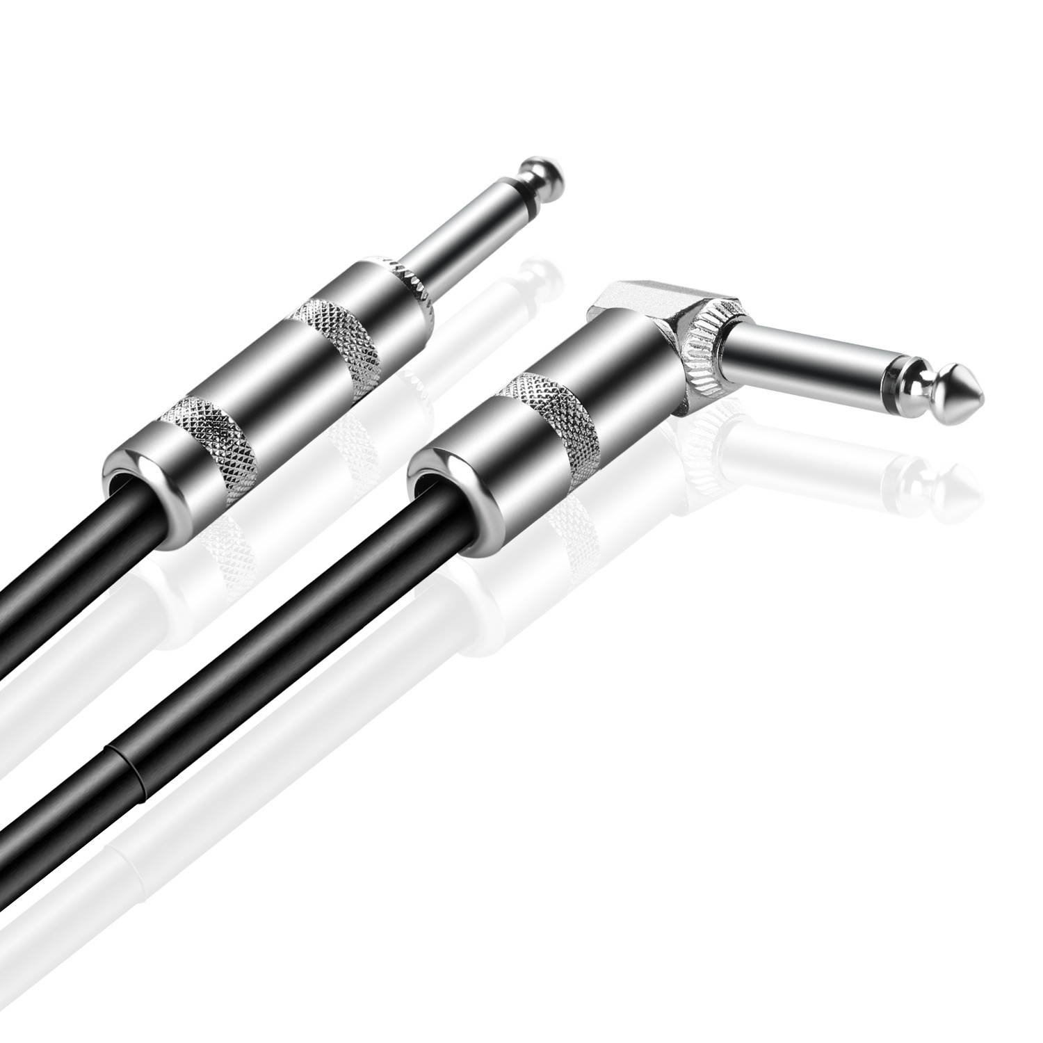 6.35mm Guitar Cable (15FT) Straight to Right Angle Plug 1/4 Inch TS Male Phono Jack Musical Instrument Patch Cable Wire Cord For Electric Bass Guitar Mandolin Amplifier Speaker Line-level Audio