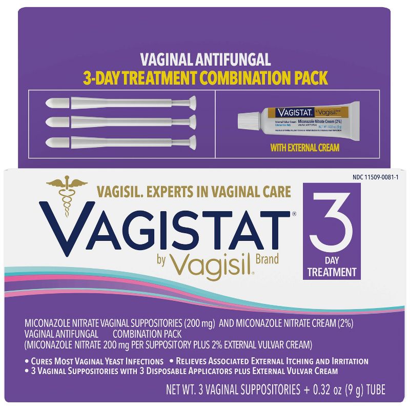 VAGISTAT 3 Day 2% Miconazole Nitrate Cream for Yeast Infection Treatment - 3ct
