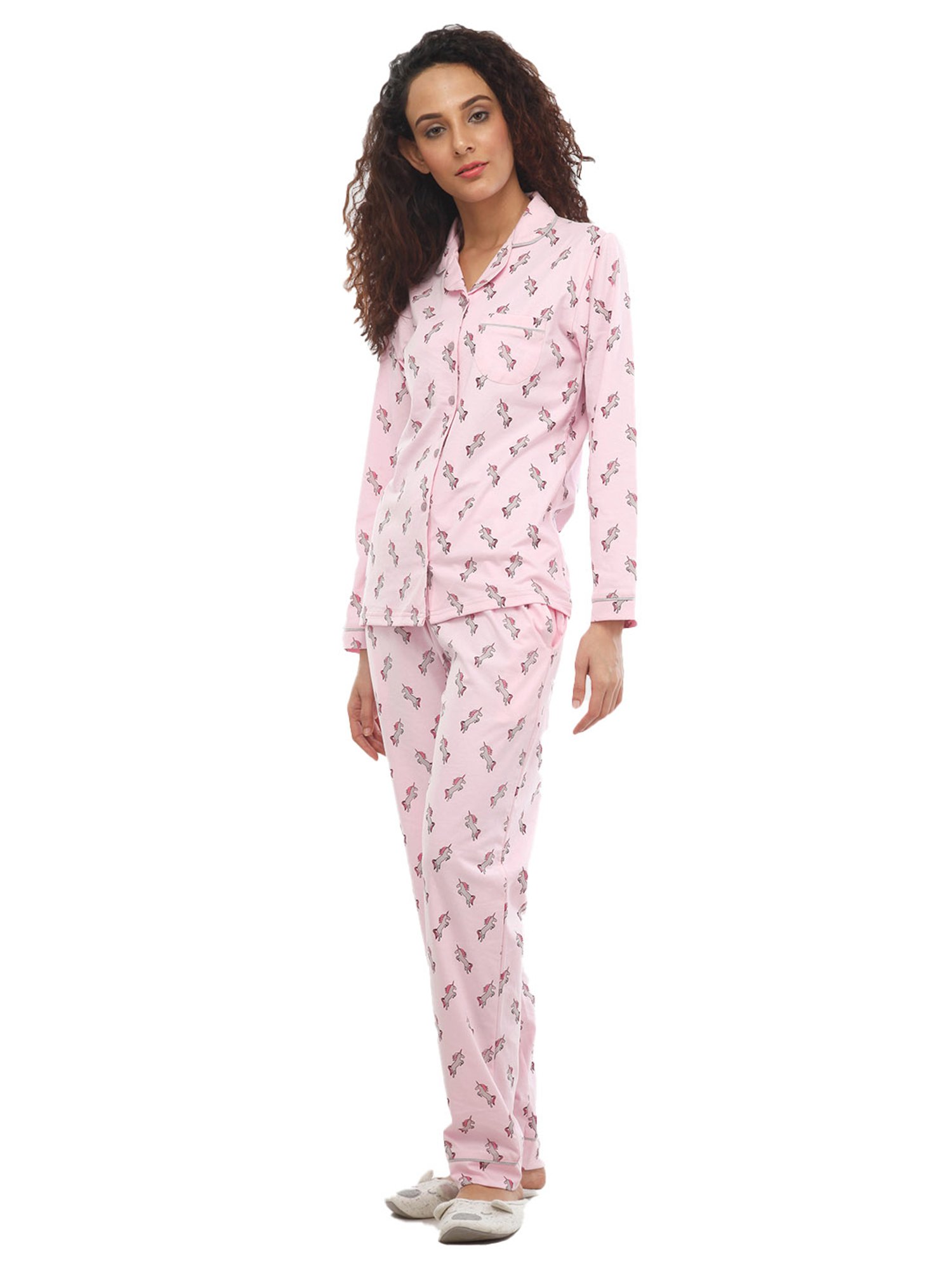Nite Flite Pink Printed Shirt With Pyjamas