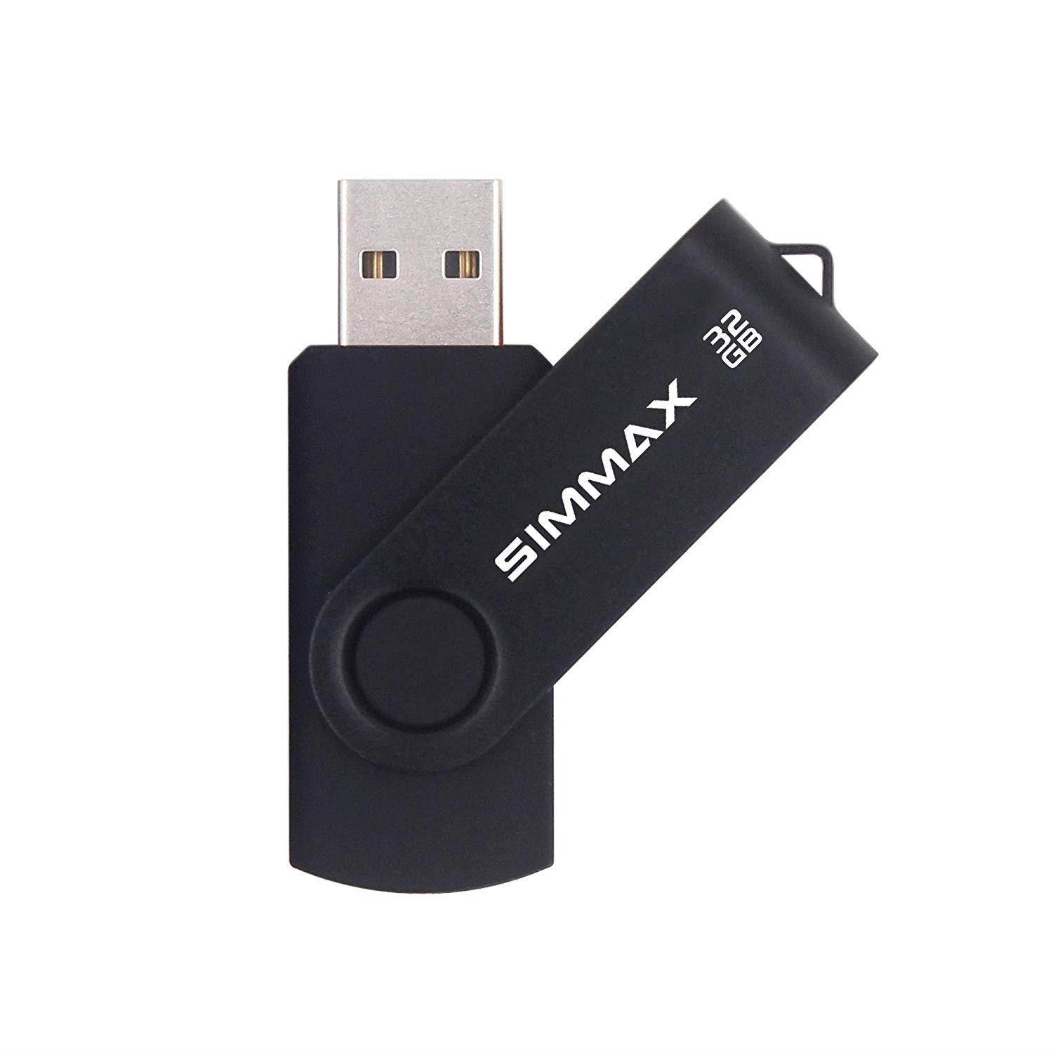 SIMMAX USB Flash Drives 5 Pack 32GB Memory Stick Swivel Design USB 2.0 Flash Drive Thumb Drive Zip Drives (32GB Blue Green Black Red Purple)