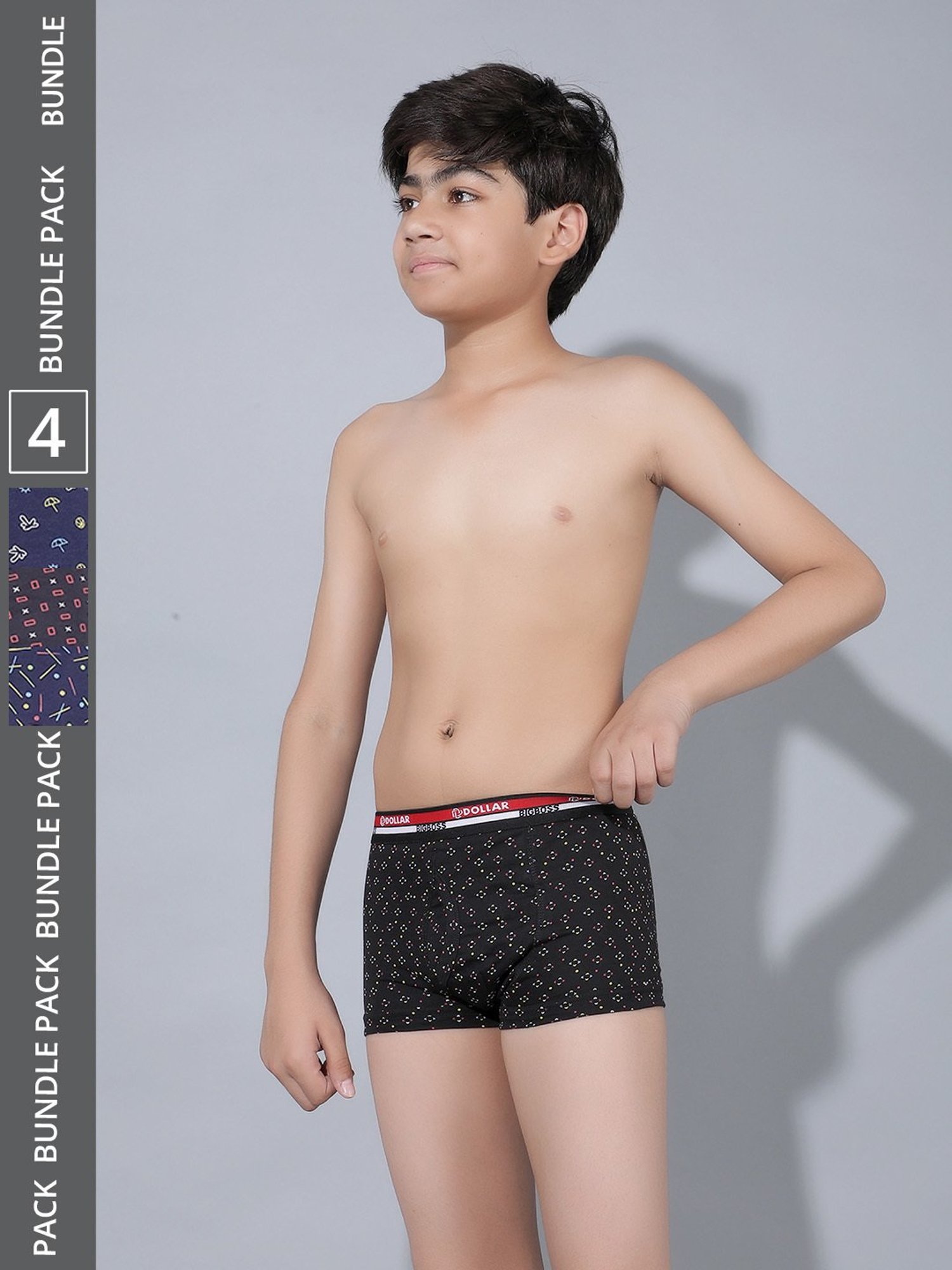 Frenchie Kids Pink & Grey Solid Briefs (Pack Of 2)