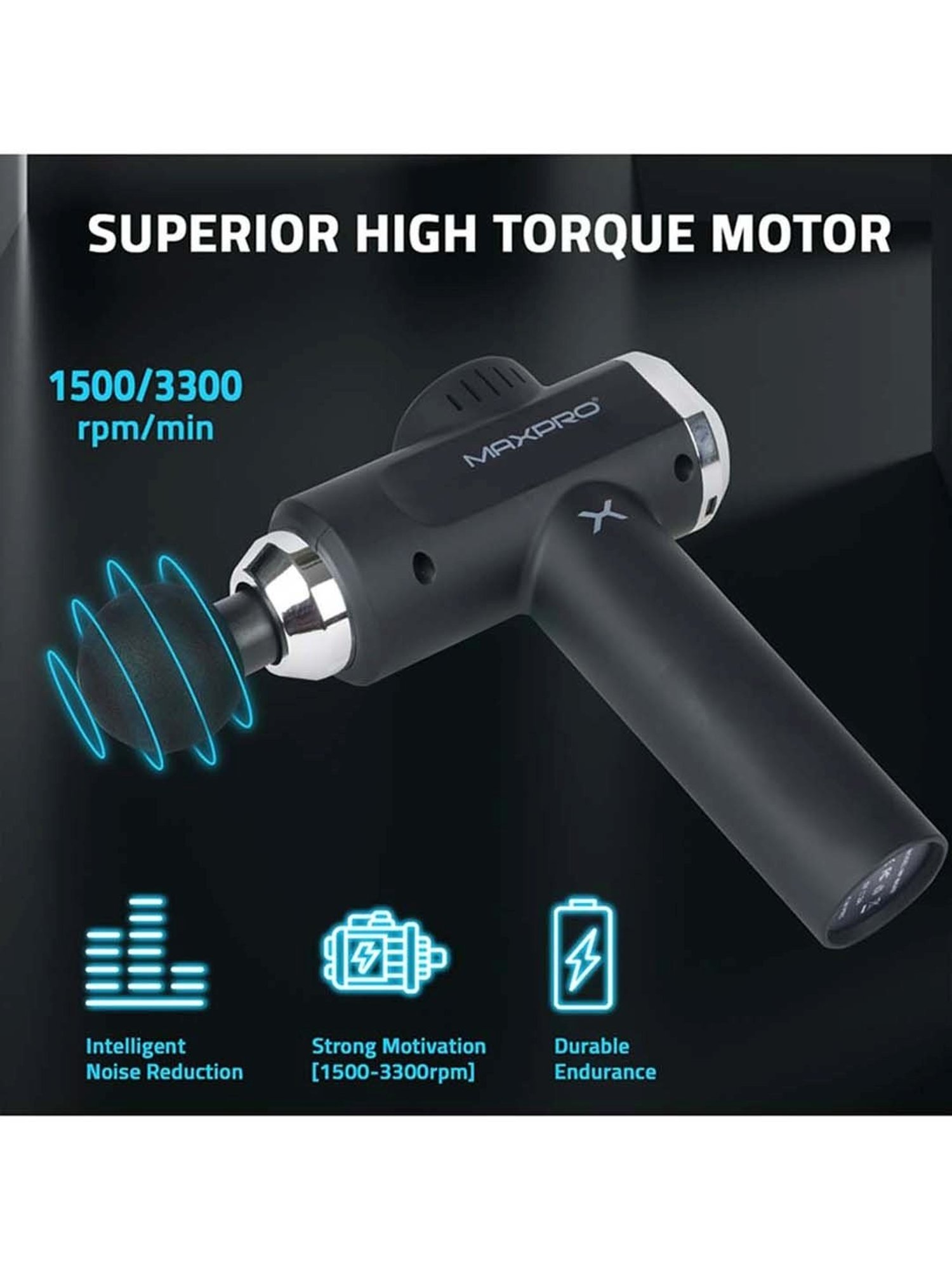 MAXPRO MPMG02 Handheld Precision Deep Tissue Massage Gun for Full body pain relief, Rechargeable