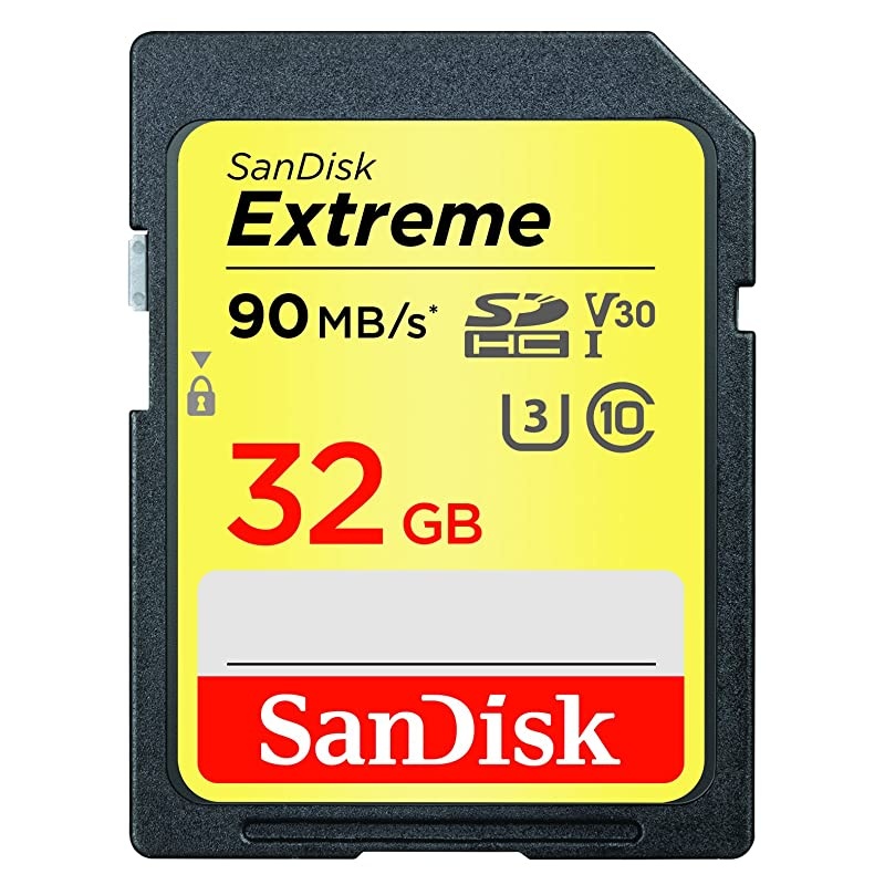 32GB Extreme SDHC UHSI Memory Card 90MBs C10 U3 V30 4K UHD SD Card SDSDXVE032GGNCIN