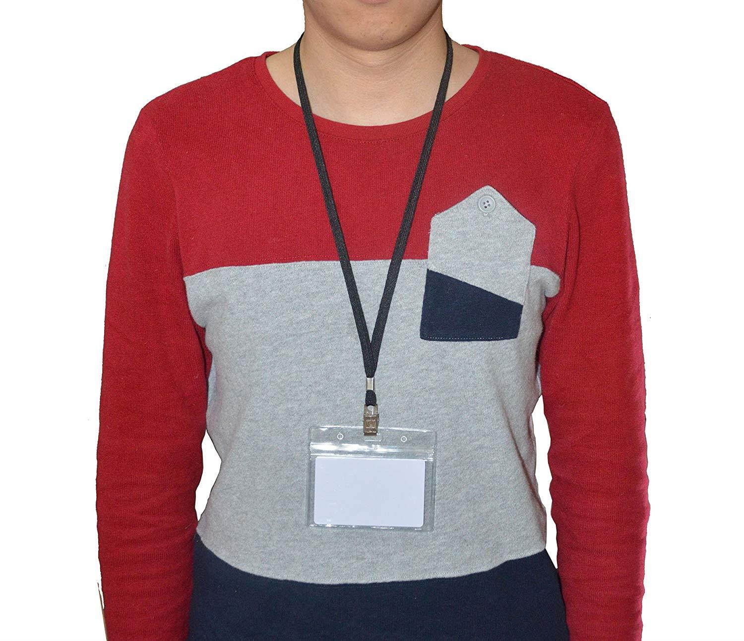 Beebel&trade; 50PCS 32-Inch Flat Lanyards with Badge Clip (Blue)