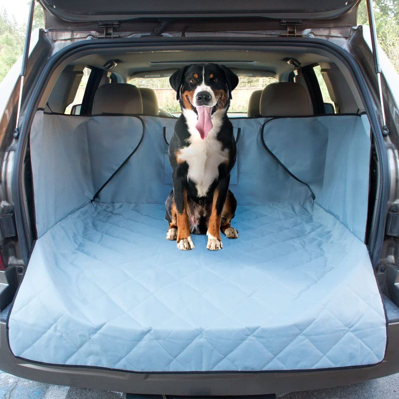 FrontPet XL 44 x 48 Inch Adjustable Padded Soft Quilt Interior SUV Cargo Cover Pet Liner with Storage Pocket and Suction Cup Installation, Gray